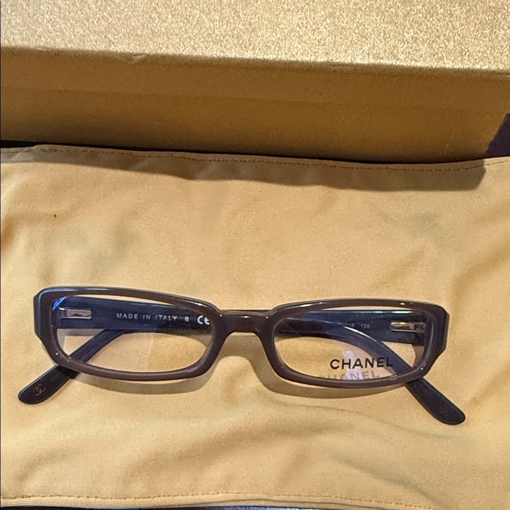 Chanel Brown Rectangular Optical Frames